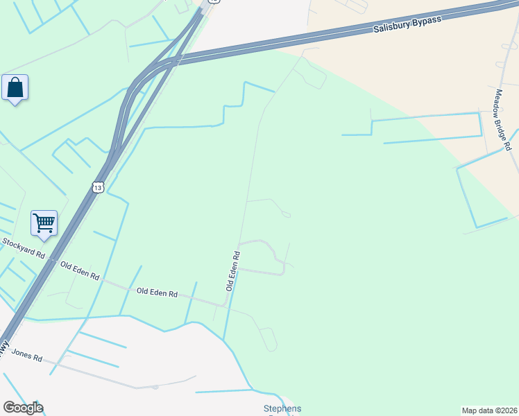 map of restaurants, bars, coffee shops, grocery stores, and more near 28407 Old Eden Road in Eden