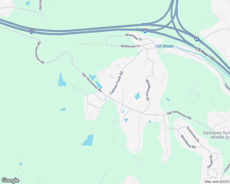 map of restaurants, bars, coffee shops, grocery stores, and more near 1033 Captain Frank Road in New Albany