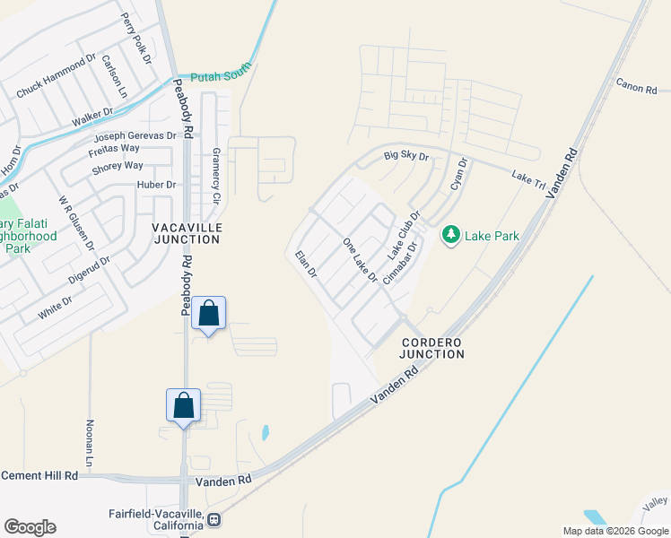 map of restaurants, bars, coffee shops, grocery stores, and more near 2429 Periwinkle Place in Fairfield