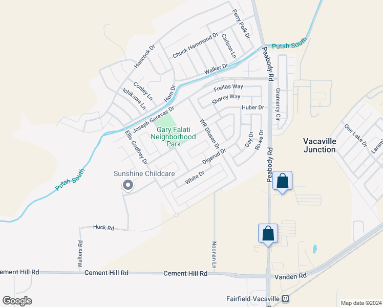 map of restaurants, bars, coffee shops, grocery stores, and more near 2386 Flatley Circle in Fairfield
