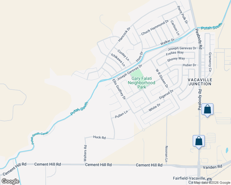 map of restaurants, bars, coffee shops, grocery stores, and more near 2198 Cox Lane in Fairfield
