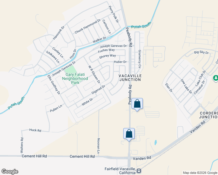 map of restaurants, bars, coffee shops, grocery stores, and more near 2524 Rowe Place in Fairfield