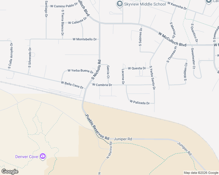 map of restaurants, bars, coffee shops, grocery stores, and more near 858 West Cambria Drive in Pueblo West