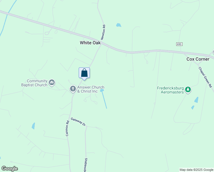 map of restaurants, bars, coffee shops, grocery stores, and more near 59 Caisson Road in Fredericksburg