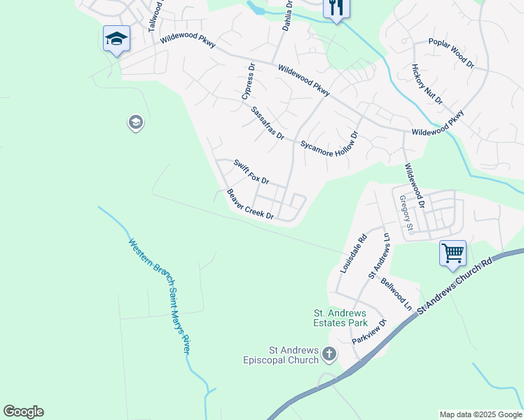 map of restaurants, bars, coffee shops, grocery stores, and more near 44176 Beaver Creek Drive in California