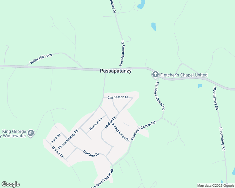 map of restaurants, bars, coffee shops, grocery stores, and more near 1345 Charleston Street in King George