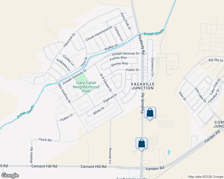 map of restaurants, bars, coffee shops, grocery stores, and more near 2454 Digerud Drive in Fairfield