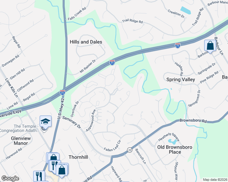 map of restaurants, bars, coffee shops, grocery stores, and more near 3006 Wooded Meadow Court in Louisville