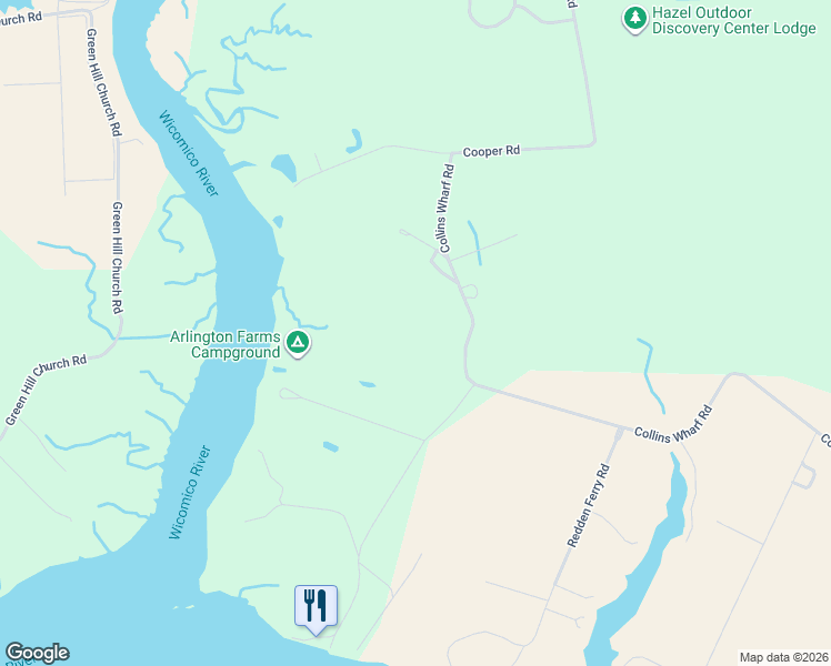 map of restaurants, bars, coffee shops, grocery stores, and more near 24959 Collins Wharf Road in Eden