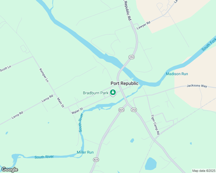 map of restaurants, bars, coffee shops, grocery stores, and more near 8529 Main Street in Port Republic