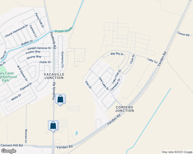 map of restaurants, bars, coffee shops, grocery stores, and more near 2436 Azure Place in Fairfield
