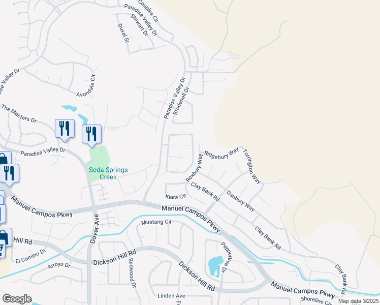 map of restaurants, bars, coffee shops, grocery stores, and more near 4017 Shaker Run Circle in Fairfield