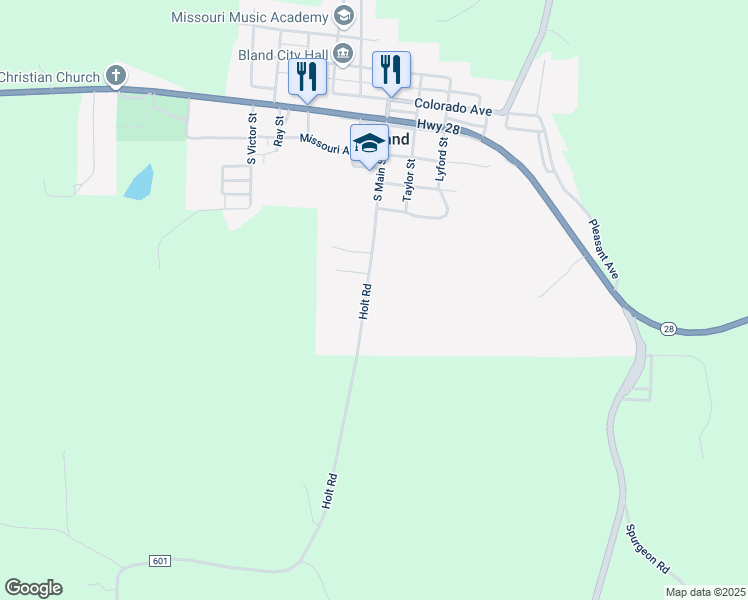 map of restaurants, bars, coffee shops, grocery stores, and more near 100 Radford Street in Bland