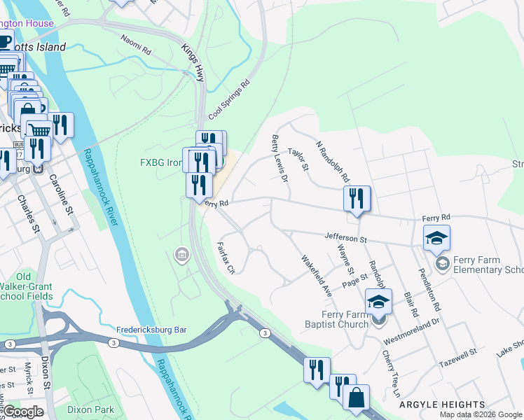 map of restaurants, bars, coffee shops, grocery stores, and more near 1 Fairfax Circle in Falmouth