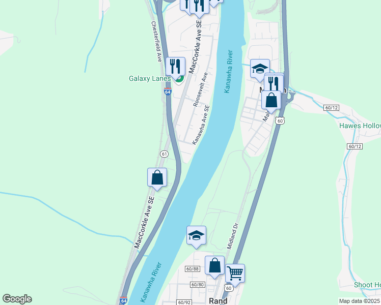 map of restaurants, bars, coffee shops, grocery stores, and more near 301 68th St SE in Charleston