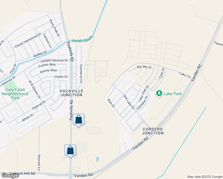 map of restaurants, bars, coffee shops, grocery stores, and more near 2486 Elan Drive in Fairfield
