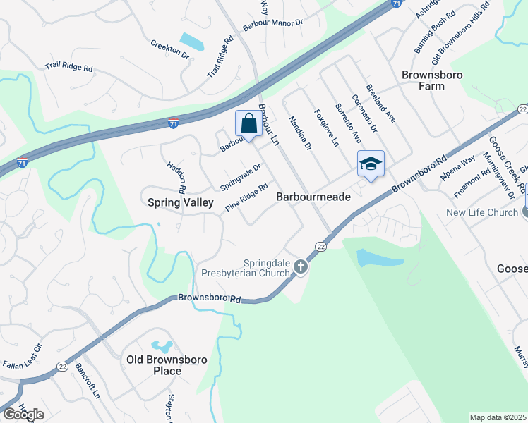 map of restaurants, bars, coffee shops, grocery stores, and more near 7810 Crown Top Road in Louisville