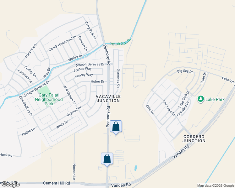 map of restaurants, bars, coffee shops, grocery stores, and more near 2735 Mercer Place in Fairfield