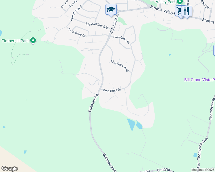 map of restaurants, bars, coffee shops, grocery stores, and more near 1087 Alpine Court in Napa