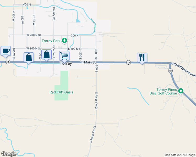 map of restaurants, bars, coffee shops, grocery stores, and more near in Torrey