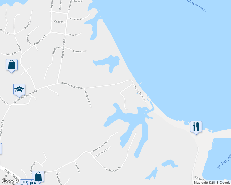 map of restaurants, bars, coffee shops, grocery stores, and more near 46509 Millstone Landing Road in Lexington Park