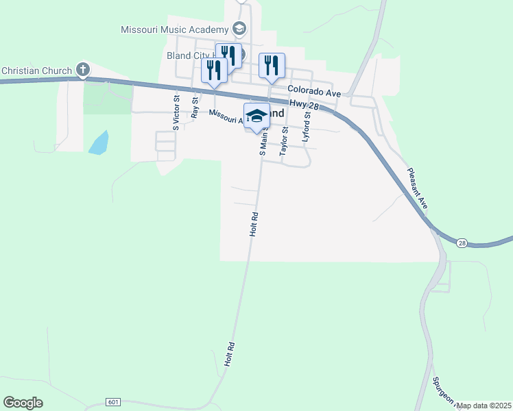map of restaurants, bars, coffee shops, grocery stores, and more near 100 Radford St in Bland