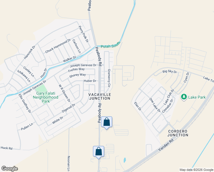 map of restaurants, bars, coffee shops, grocery stores, and more near 5282 Gramercy Circle in Fairfield