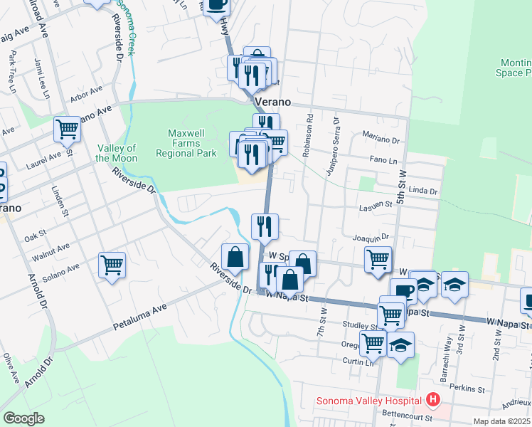 map of restaurants, bars, coffee shops, grocery stores, and more near 19310 Sonoma Highway in Sonoma