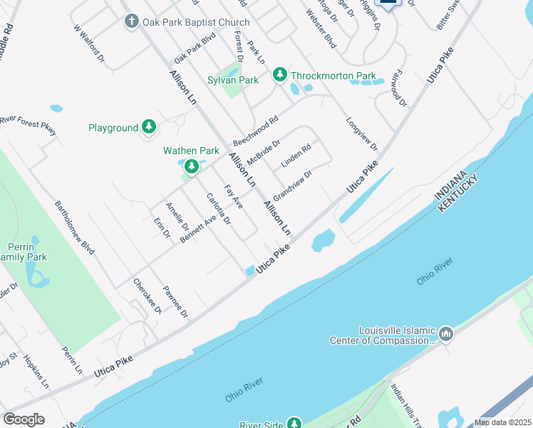 map of restaurants, bars, coffee shops, grocery stores, and more near 219 Allison Lane in Jeffersonville