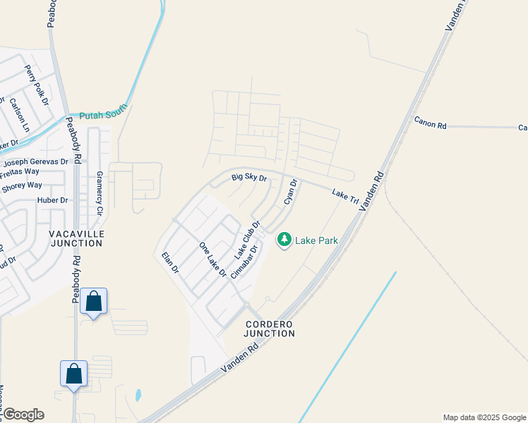 map of restaurants, bars, coffee shops, grocery stores, and more near 2517 Lake Club Drive in Fairfield
