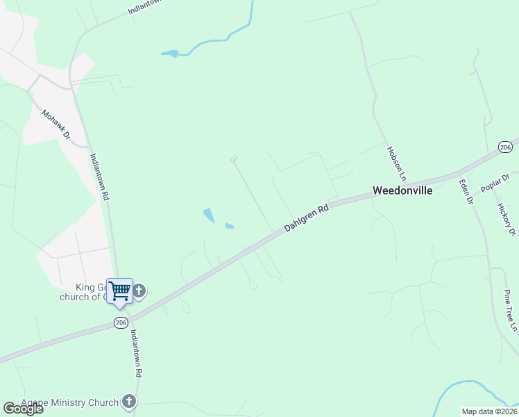 map of restaurants, bars, coffee shops, grocery stores, and more near 8200 Tara Lane in King George