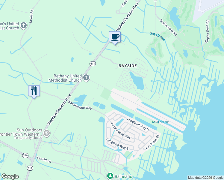 map of restaurants, bars, coffee shops, grocery stores, and more near 12127 Snug Harbor Road in Berlin