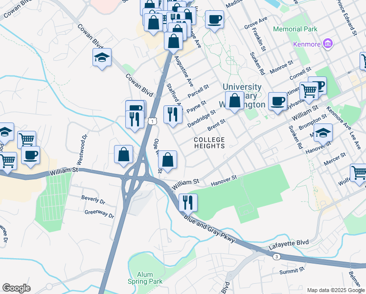 map of restaurants, bars, coffee shops, grocery stores, and more near 101 Independence Avenue Southeast in Washington