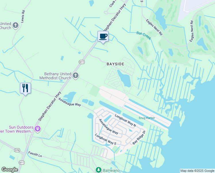 map of restaurants, bars, coffee shops, grocery stores, and more near 12438 Coastal Marsh Drive in Berlin