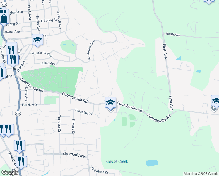 map of restaurants, bars, coffee shops, grocery stores, and more near 42 Jacks Lane in Napa