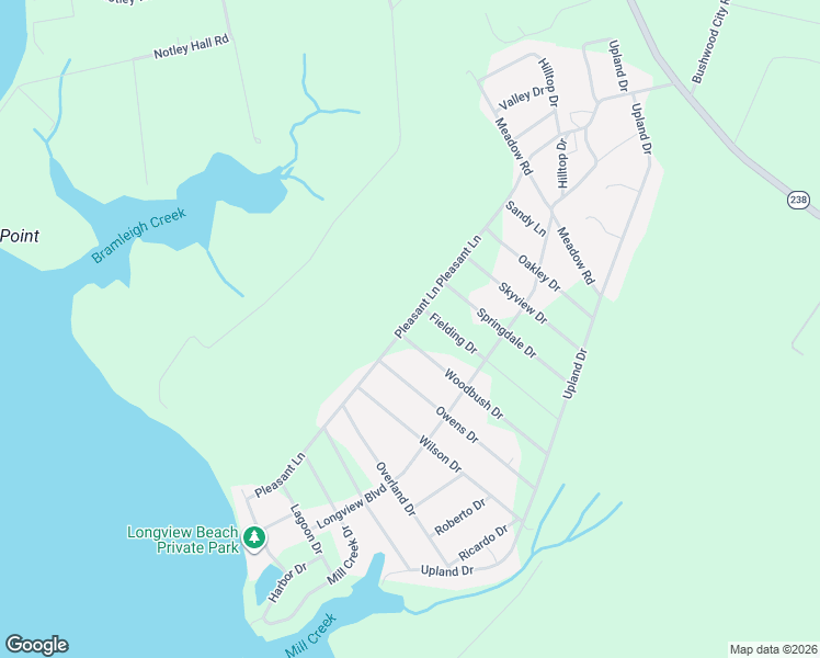 map of restaurants, bars, coffee shops, grocery stores, and more near 22936 Pleasant Lane in Bushwood