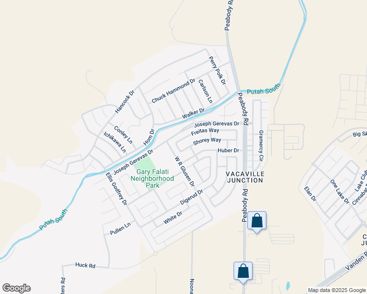 map of restaurants, bars, coffee shops, grocery stores, and more near 2472 Shorey Way in Fairfield
