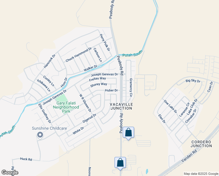 map of restaurants, bars, coffee shops, grocery stores, and more near 5147 Woodward Lane in Fairfield