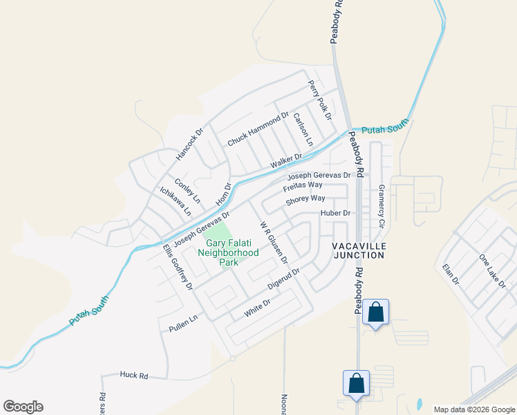 map of restaurants, bars, coffee shops, grocery stores, and more near 5173 Freitas Way in Fairfield
