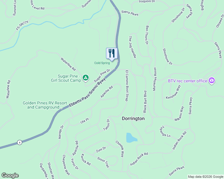 map of restaurants, bars, coffee shops, grocery stores, and more near 3266 Apache Road in Arnold