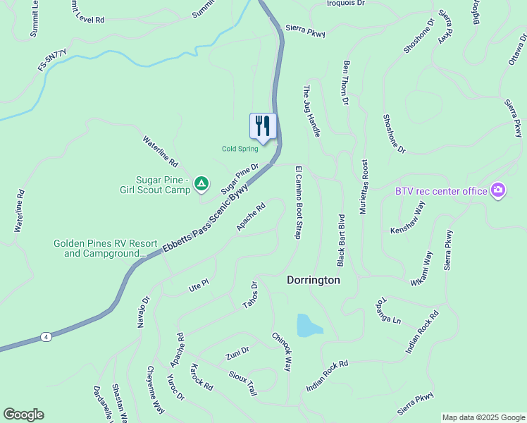 map of restaurants, bars, coffee shops, grocery stores, and more near 3112 Apache Road in Arnold