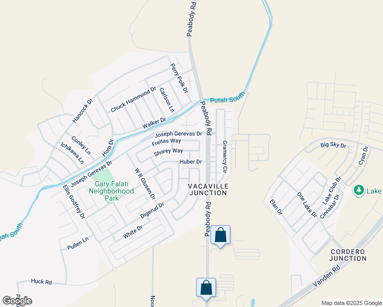 map of restaurants, bars, coffee shops, grocery stores, and more near 5147 Woodward Lane in Fairfield