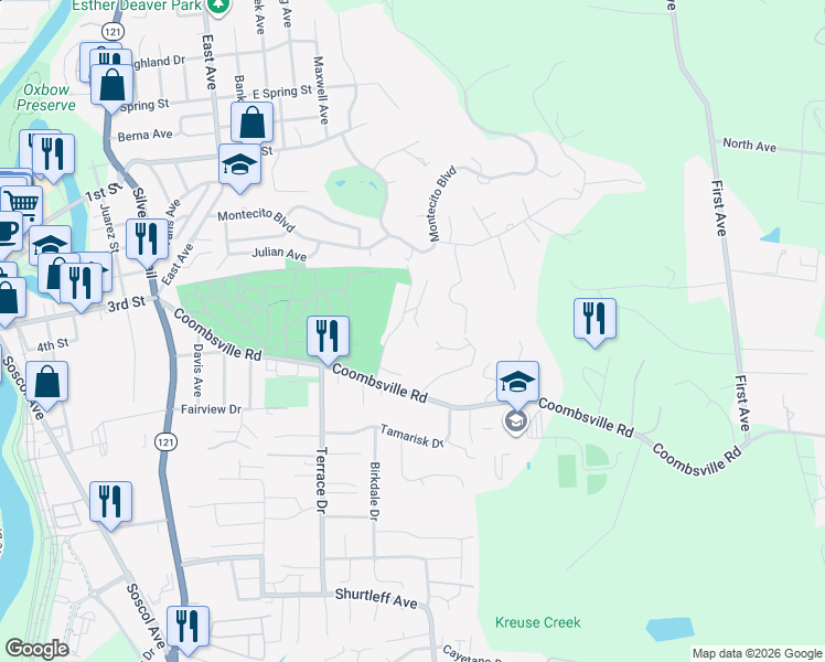 map of restaurants, bars, coffee shops, grocery stores, and more near 12 Pascale Place in Napa