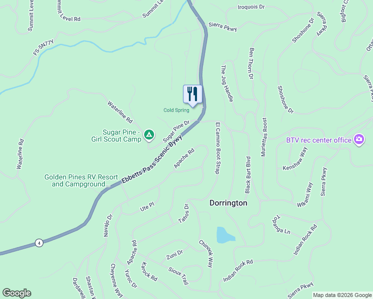 map of restaurants, bars, coffee shops, grocery stores, and more near 3266 Apache Road in Arnold