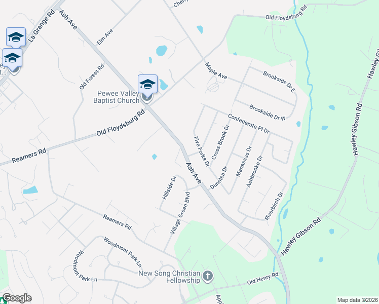 map of restaurants, bars, coffee shops, grocery stores, and more near 8903 Ash Avenue in Pewee Valley