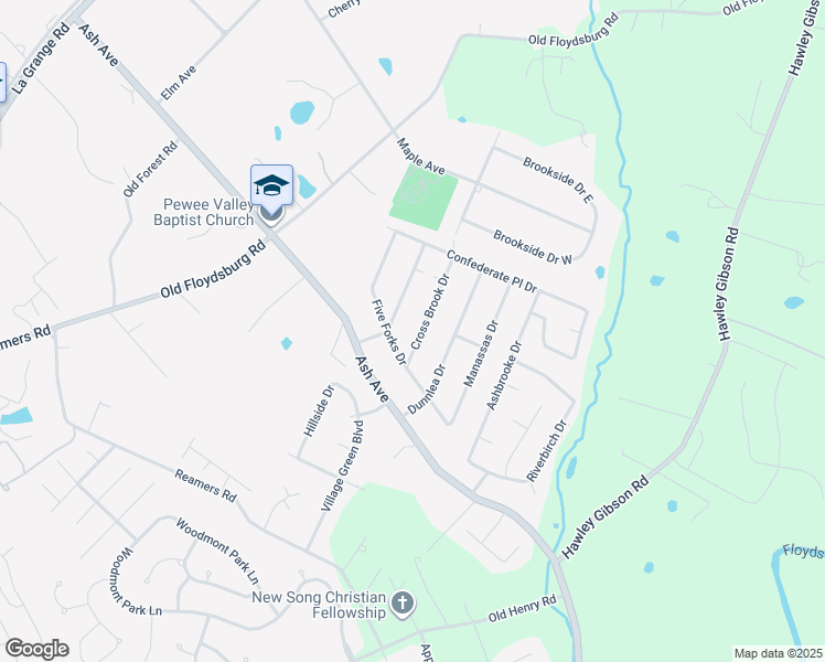 map of restaurants, bars, coffee shops, grocery stores, and more near 6516 Missionary Ridge Drive in Pewee Valley