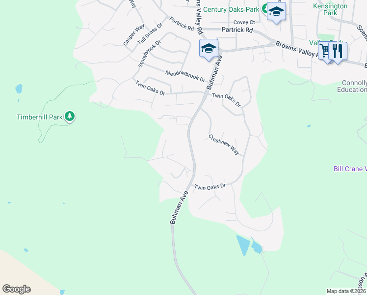 map of restaurants, bars, coffee shops, grocery stores, and more near 1261 Buhman Avenue in Napa