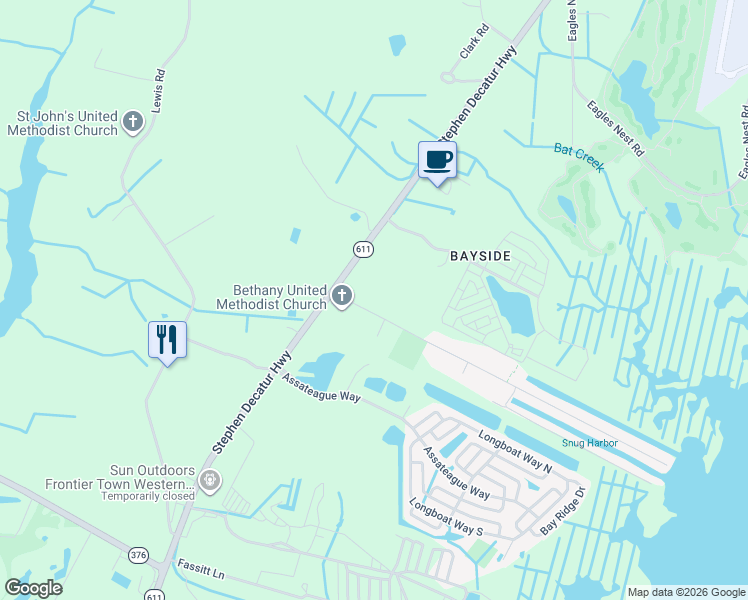 map of restaurants, bars, coffee shops, grocery stores, and more near 8635 Stephen Decatur Highway in Berlin