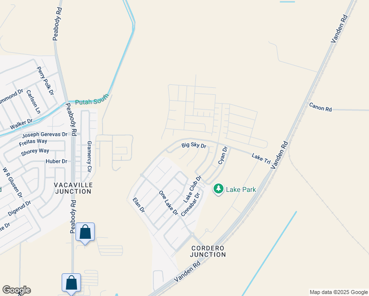 map of restaurants, bars, coffee shops, grocery stores, and more near 5987 Big Sky Drive in Fairfield