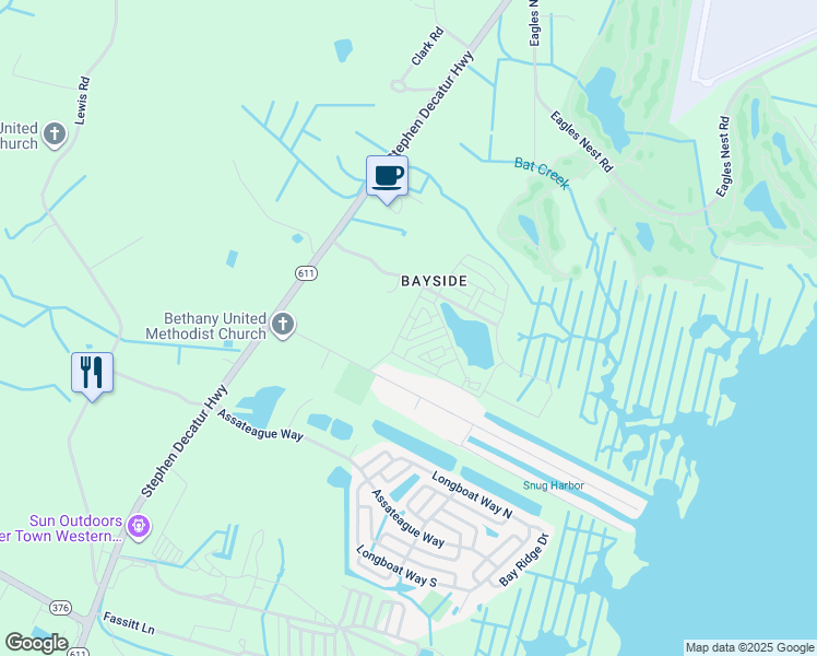 map of restaurants, bars, coffee shops, grocery stores, and more near 12461 Coastal Marsh Drive in Ocean City